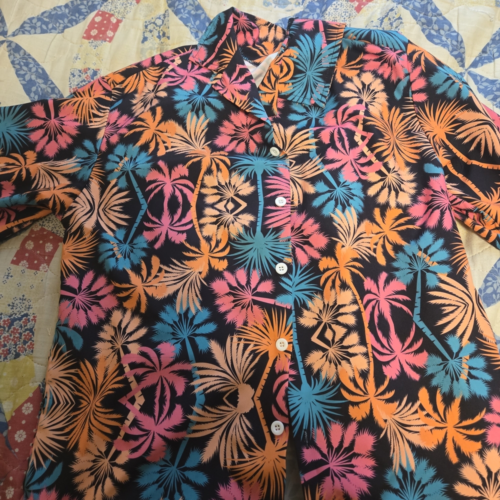Bright Color Button Up Hawaiian Shirt